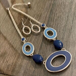 Liz & Co. Blue Enamel Statement Necklace & Earrings Set
